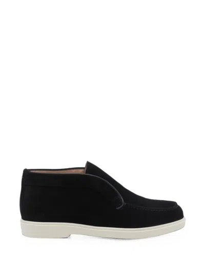 Santoni Suede Slip-on Sneakers In Black
