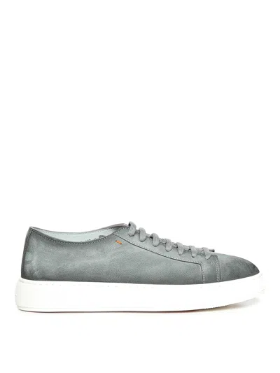 Santoni Suede Sneaker In Gray