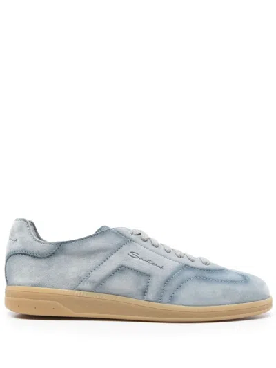 Santoni Suede Sneakers In Blue