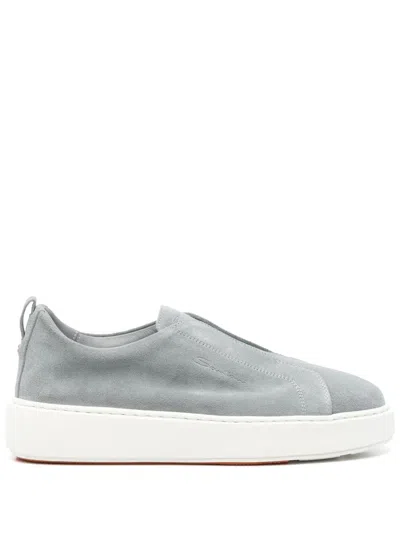 Santoni Suede Sneakers In Blue