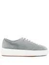 Santoni Suede Sneakers In Blue