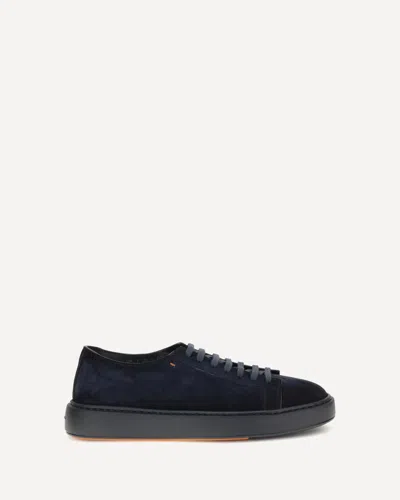 Santoni Suede Sneakers In Blue