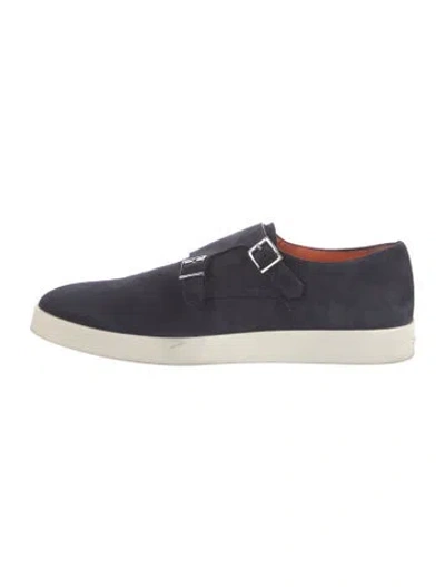 Pre-owned Santoni Suede Sneakers In Blue