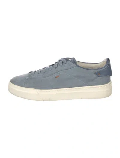 Pre-owned Santoni Suede Sneakers In Blue