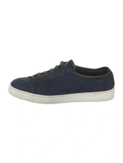 Pre-owned Santoni Suede Sneakers In Blue