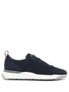 Santoni Suede Sneakers Contrast Sole In Blue