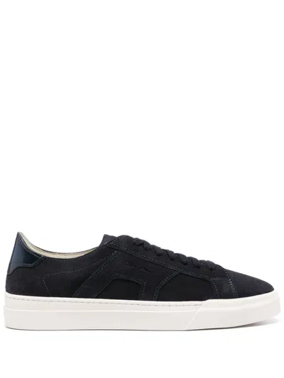 Santoni Suede Sneakers In Blue