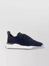 Santoni Suede Sneakers Contrast Sole In Blue