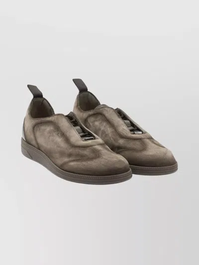 Santoni Suede Sneakers Featuring Elastic Laces In Brown
