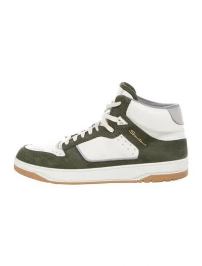 Pre-owned Santoni Suede Sneakers In Green