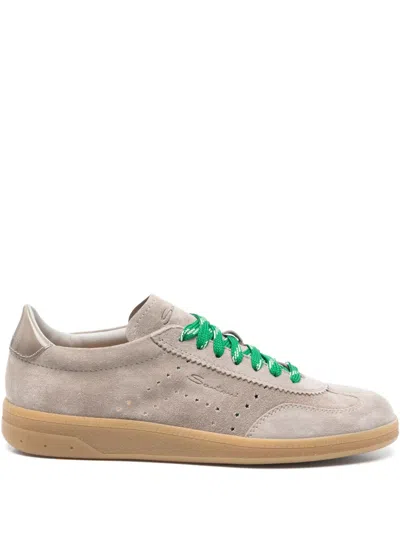 Santoni Suede Sneakers In Grey