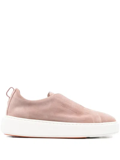 Santoni Suede Sneakers In Pink