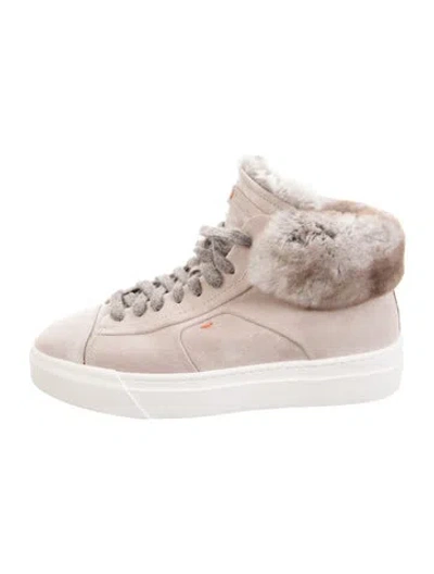 Pre-owned Santoni Suede Sneakers In Pink
