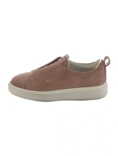 Pre-owned Santoni Suede Sneakers In Pink