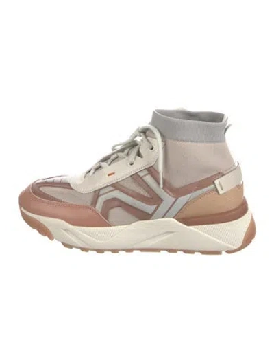 Pre-owned Santoni Suede Sneakers In White