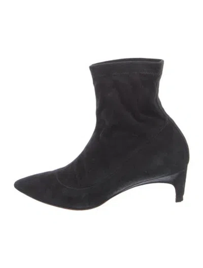 Pre-owned Santoni Suede Sock Boots In Black