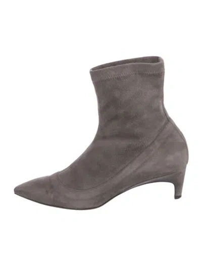 Pre-owned Santoni Suede Sock Boots In Gray