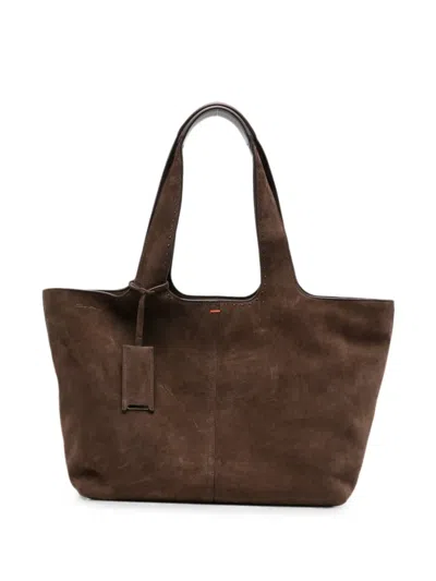 Santoni Suede Tote Bag In Brown