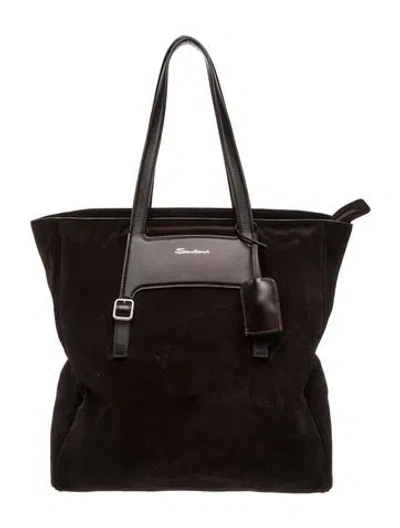 Pre-owned Santoni Suede Tote In Brown