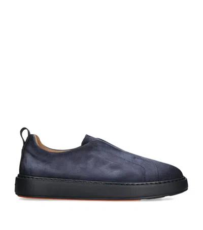 Santoni Victory 17 Slip On Sneakers In Blue