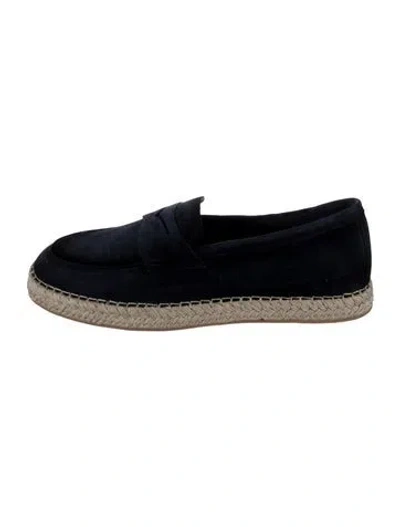 Pre-owned Santoni Suede Whipstitch Trim Loafers W/ Tags In Black