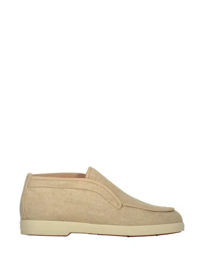 Santoni Suede-trimmed Wool Boots In Neutral