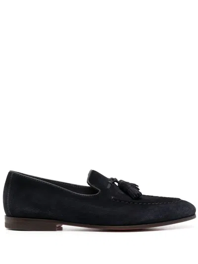 Santoni Tassel Detail Loafers In Blue