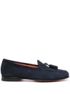 Santoni Tassel-detail Suede Loafers In Blue