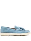 Santoni Tassel-detail Suede Loafers In Blue