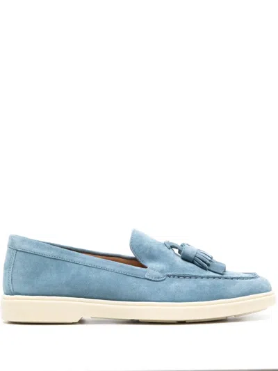 Santoni Tassel-detail Suede Loafers In Blue