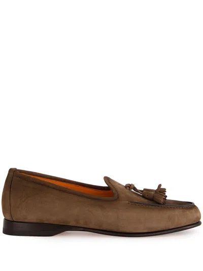 SANTONI TASSEL-DETAIL SUEDE LOAFERS