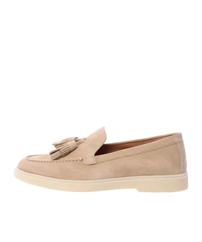 Santoni Tassel-detail Suede Loafers In Nude