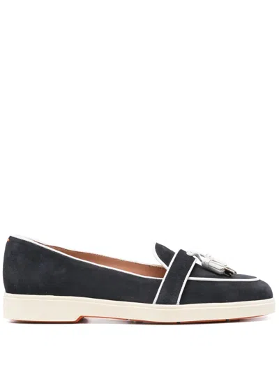 Santoni Tassel-detailed Loafers In Blue