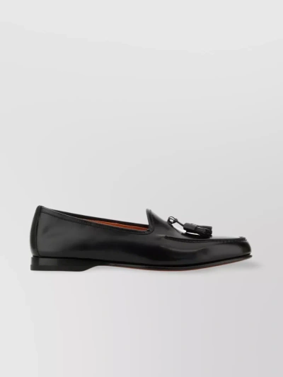 Santoni Tassel Embellished Andrea Loafers In Black