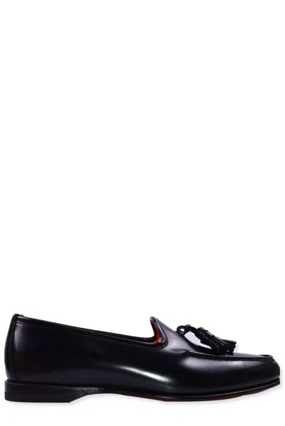 Santoni Tassel-embellished Slip-on Loafers In Black