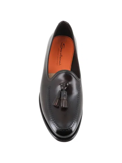 Santoni Tassel Leather Loafers In Brown