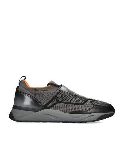 Santoni Tech-knit Innova Sneakers In Animal Print