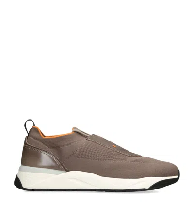 Santoni Technical-knit Runner Sneakers In Brown