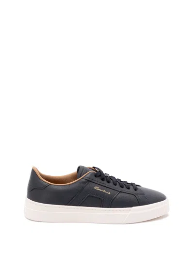 Santoni Double Buckle Sneakers In Blue