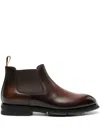 Santoni Textured Leather Chelsea Boots In Brown