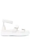 Santoni Touch-strap Leather Sandals In White
