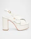 Santoni Tropez Leather Crisscross Platform Sandals In White