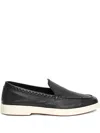 Santoni Tumbled-leather Loafers In Black
