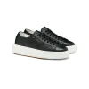 Santoni Tumbled Leather Sneaker In Black