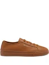 Santoni Tumbled Leather Sneakers In Brown