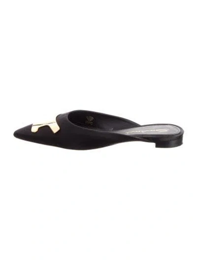 Pre-owned Santoni Velvet Mules In Black