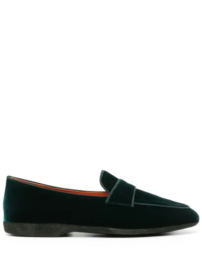 Santoni Velvet Slip-on Slippers In Green