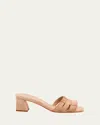 Santoni Venere Caged Suede Block-heel Sandals In Beige