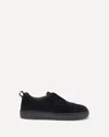 Santoni Black Calf Leather Bos Taurus Low Top Sneakers In Black