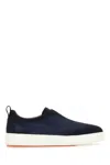 Santoni Victory-fehu59 Laceless Sneakers In Leather In Blue